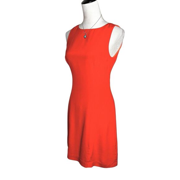 Hugo Buscati Silk Vibrant Orange Designer Luxe Sleeveless Mini Sheath Dress Sz 4 - Picture 4 of 9